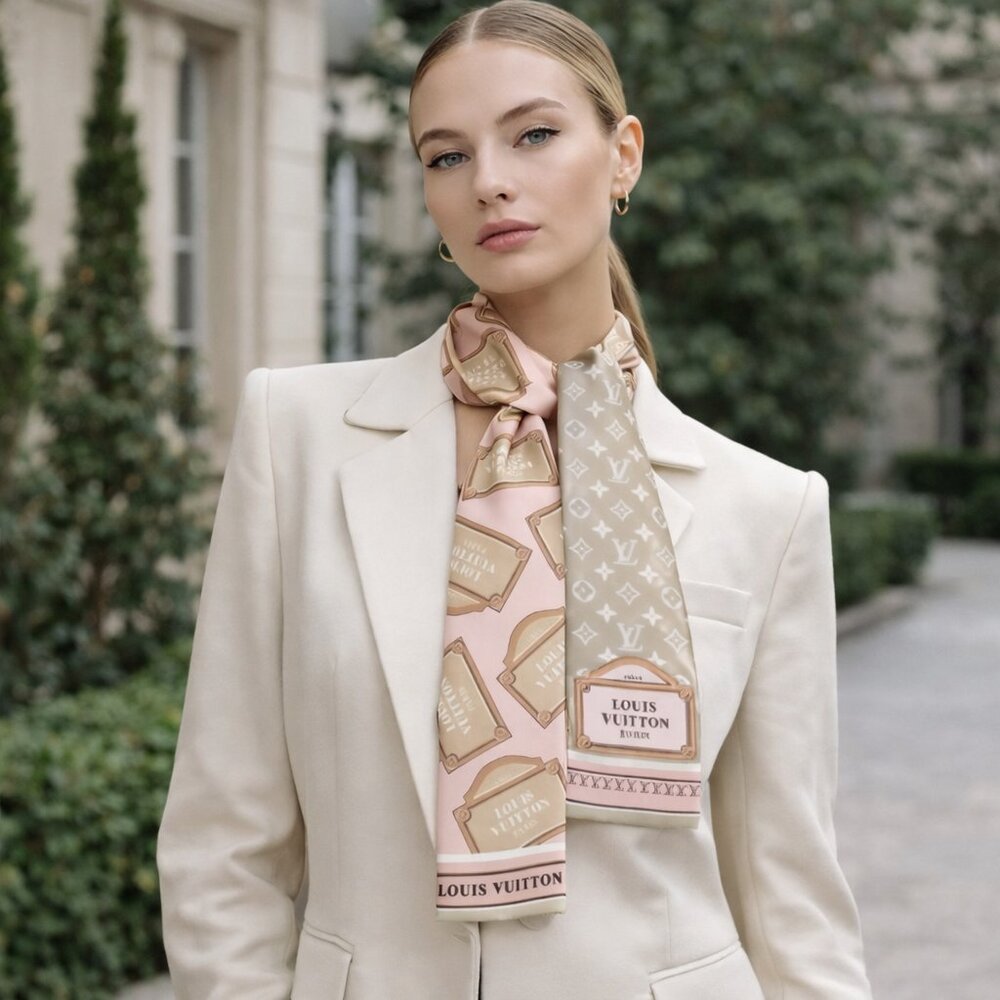 Louis Vuitton Bandeau 100% Silk Scarf Monogram Reversible